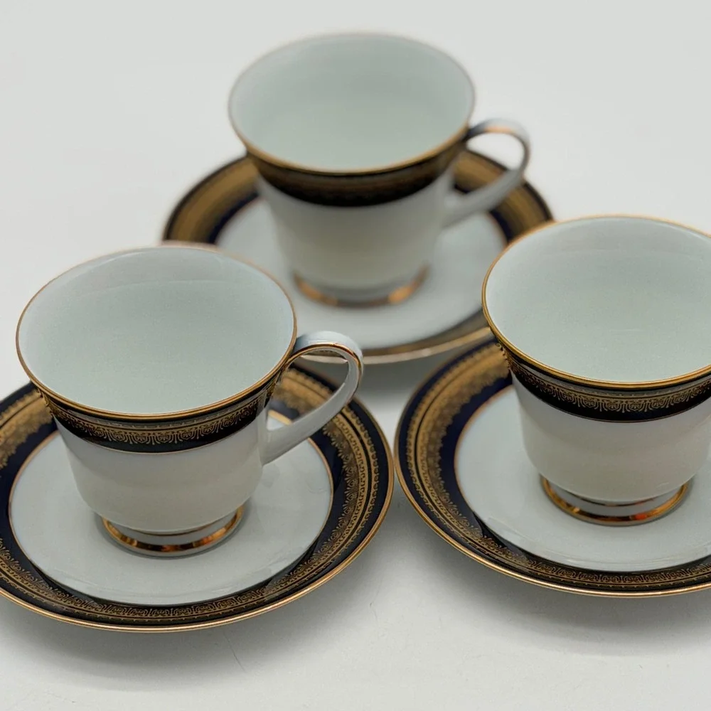 Legacy by Noritake Vienna 2796 Cobalt Blue Gold Trim Cup Saucer Set